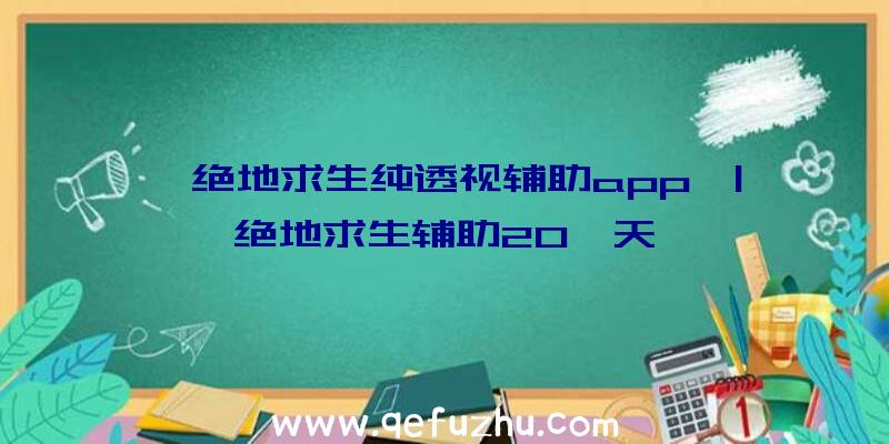 「绝地求生纯透视辅助app」|绝地求生辅助20一天